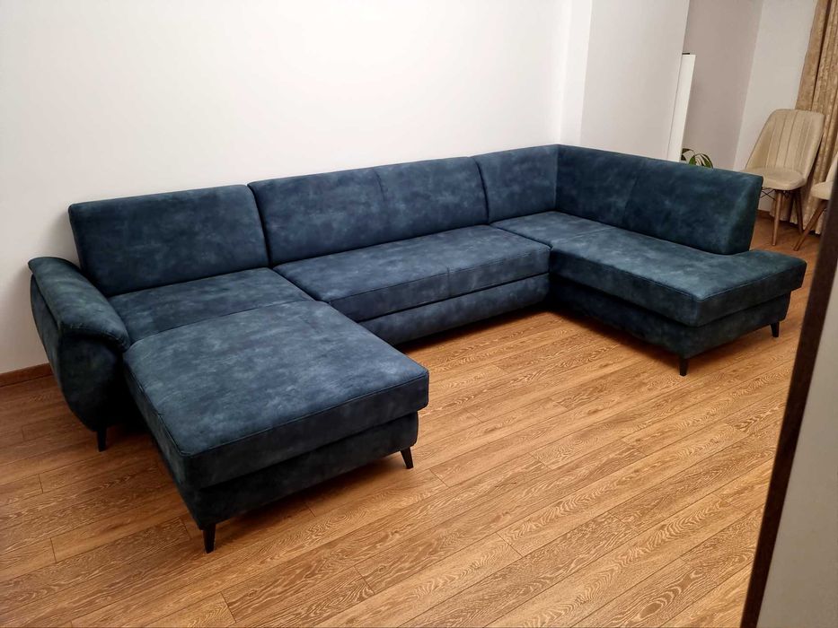 Coltar MUNDO XL, 329x175/162x81, extensibil, cu lada pentru depozitare