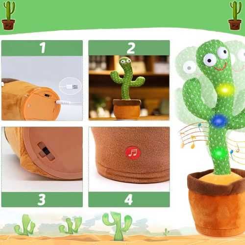 Jucarie Cactus Dansator, cablu USB, imita, danseaza, canta, educativ