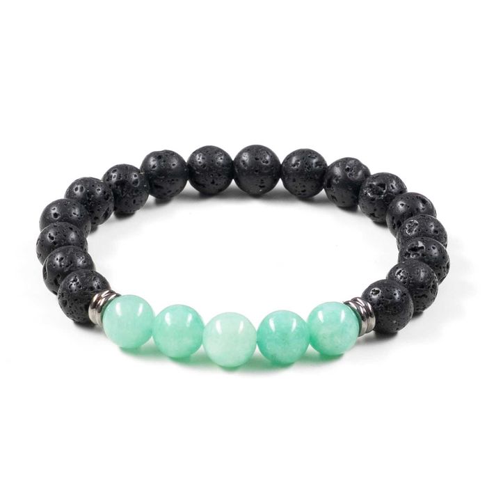 Bratara terapeutica din lava vulcanica si jad verde