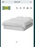 Pat IKEA KVITSOY NOU, 160x200 cm, cu lada depozitare si somiera