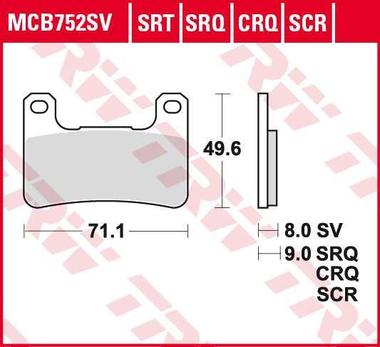 Дискови накладки за мотор- предни TRW MCB752SV
