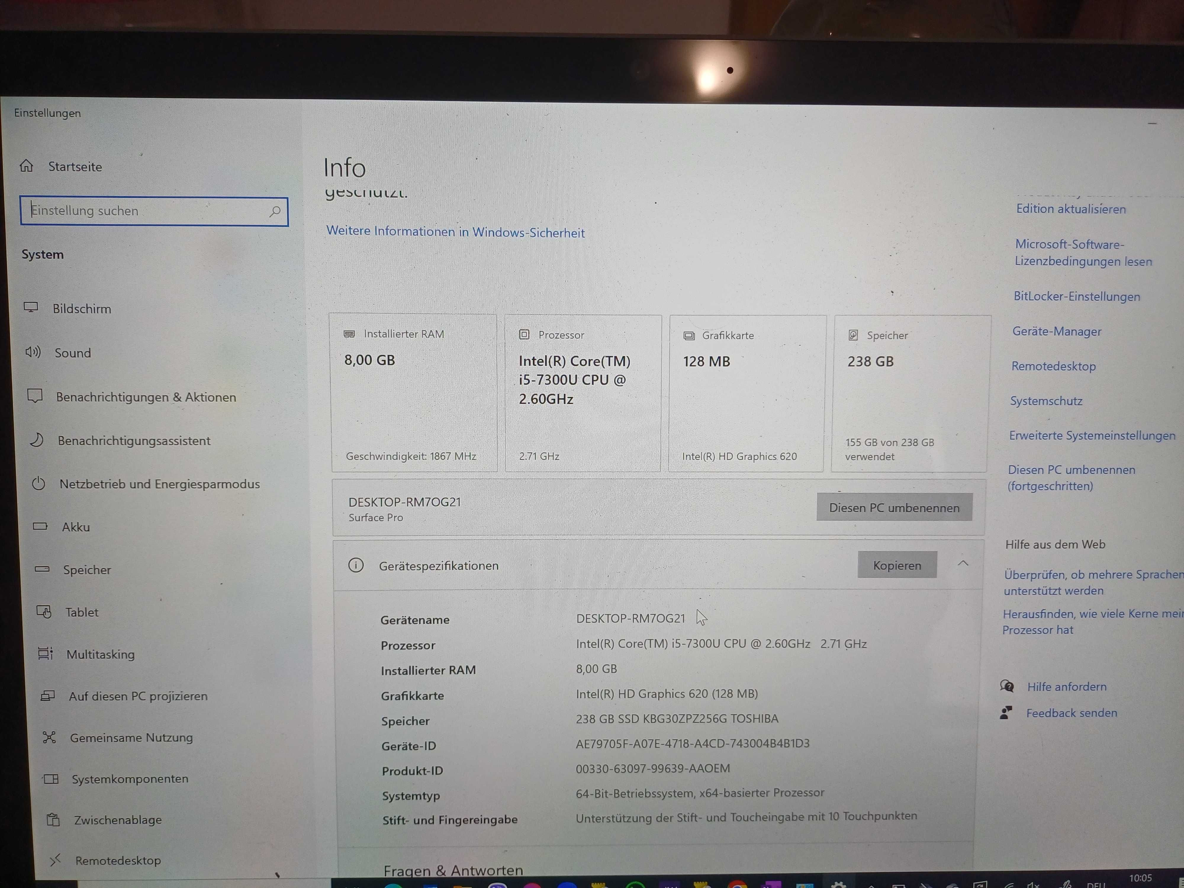 Microsoft Surface Pro 5 | 256GB | 8GB RAM | i5-73000 CPU