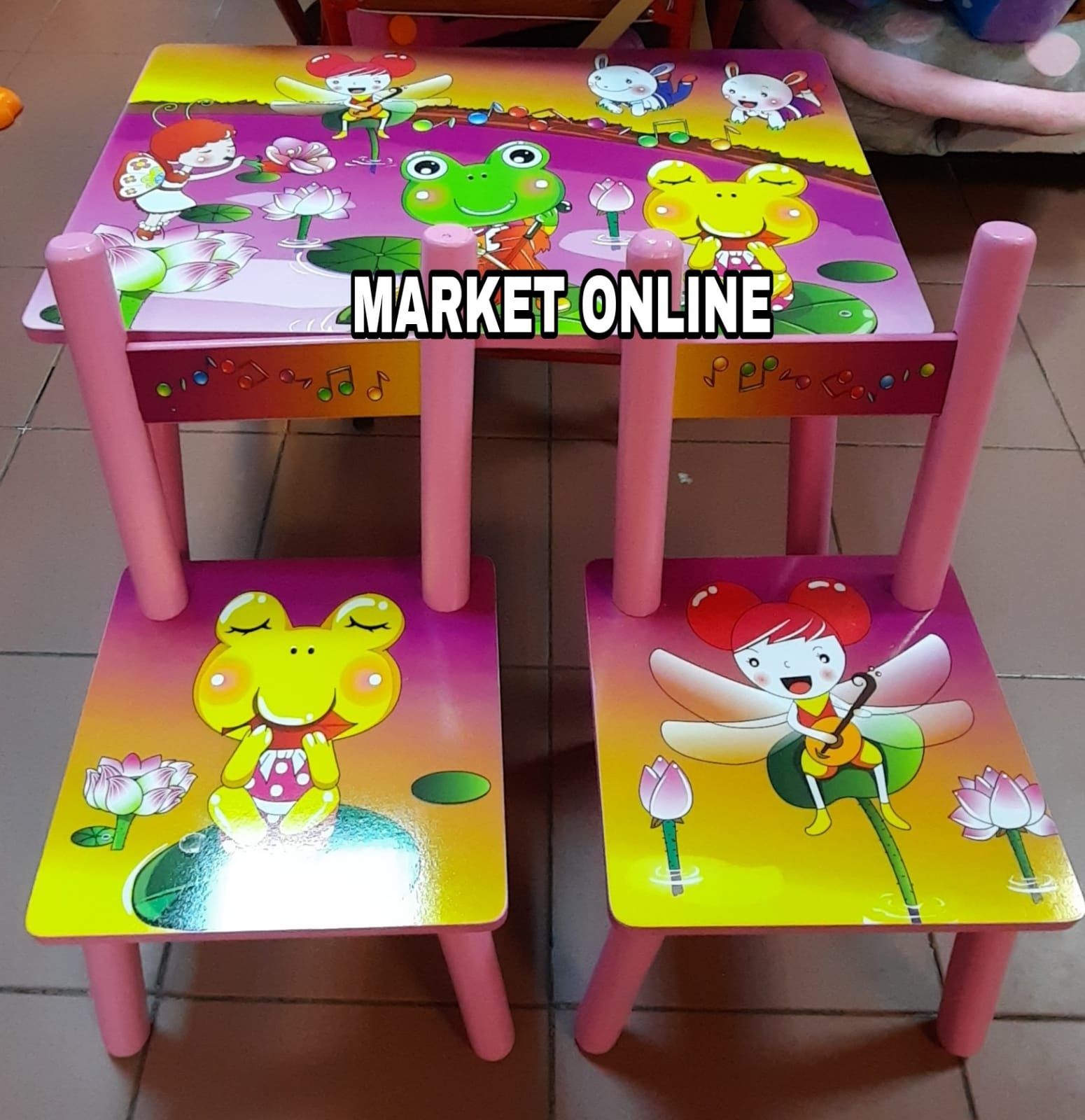Set masuta masa MDF cu 2 scaune pentru copii