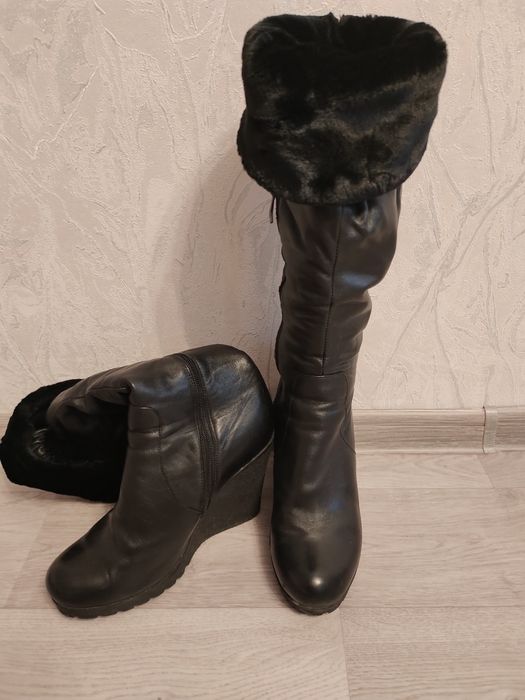 Сапоги кожаные на натуральной цыгейке