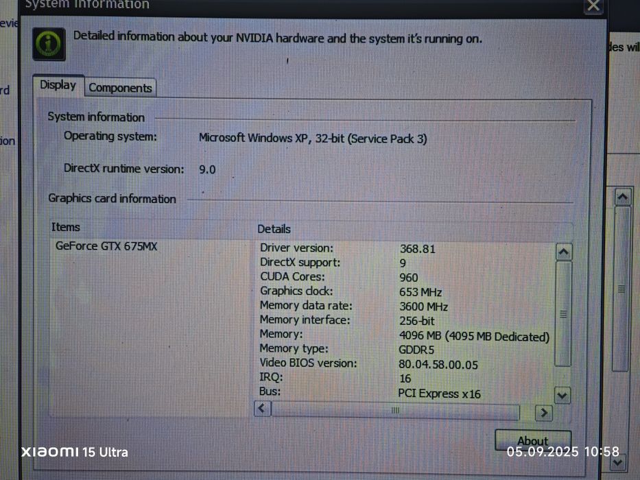 Dell Precision M6600 cu GTX 675MX 4GB  si Windows XP