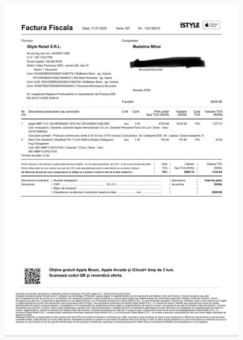 MacBook Pro M2 / 8GB RAM / 512GB / Touch Bar / Touch ID / 13.3''
