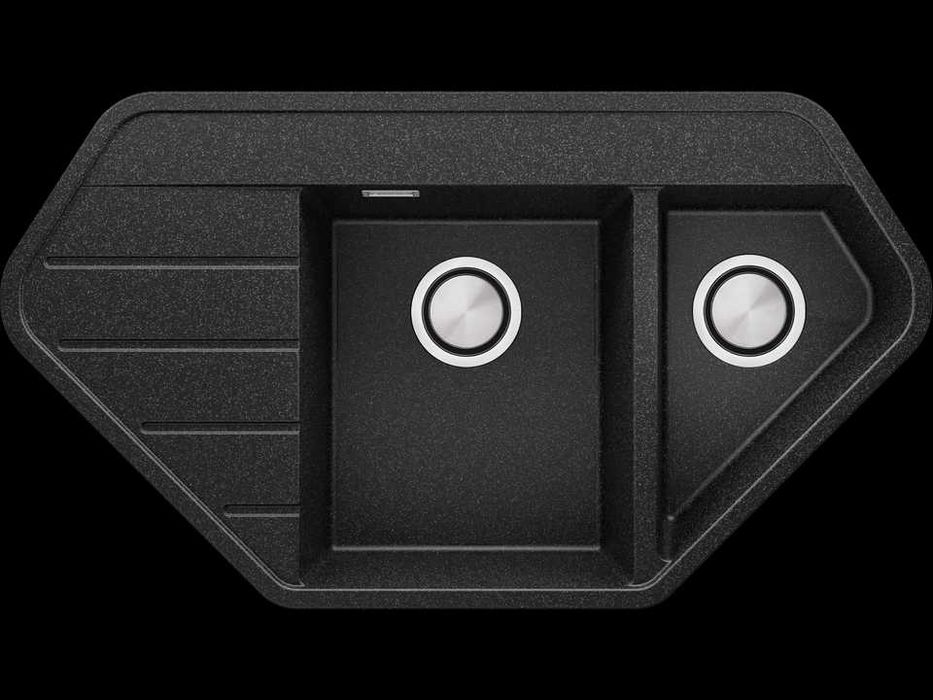 Графит ъглова кухненска гранитна мивка Копенхаген 900 Corner 900x500 м