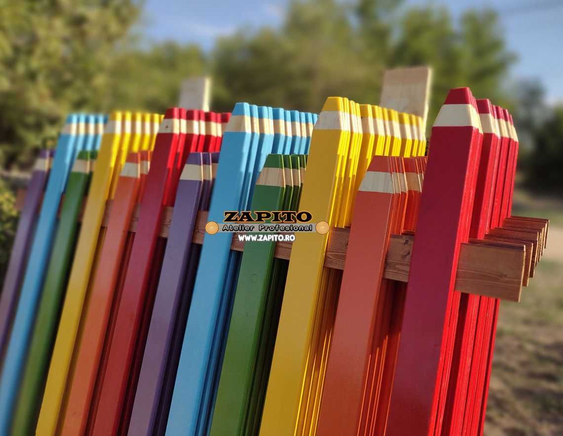gard tip creion colorat, garduri creioane colorate