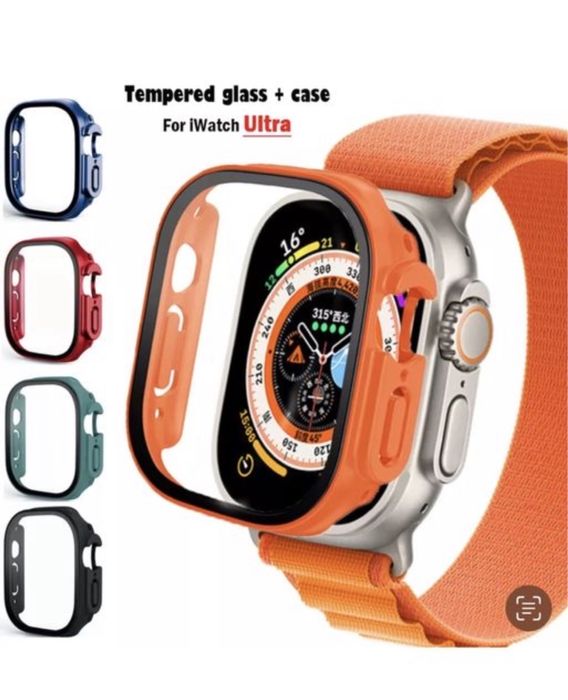 Husa Carcasa Geam Iphone Ceas Apple Watch Ultra 49MM Margine Colorata
