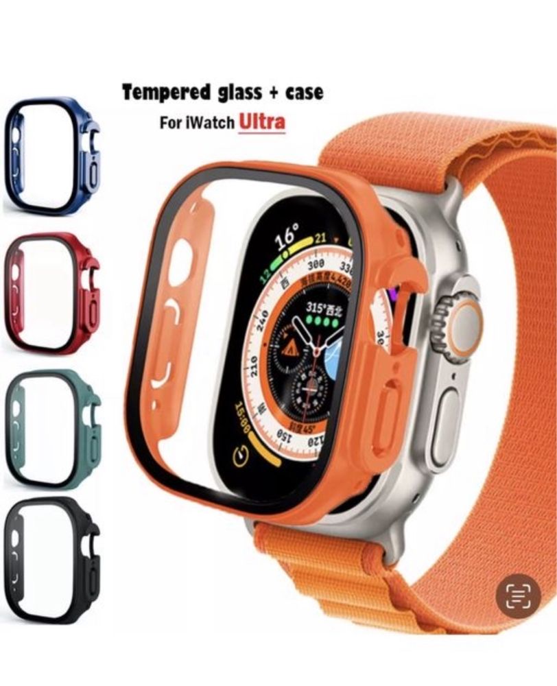 Husa Carcasa Geam Iphone Ceas Apple Watch Ultra 49MM Margine Colorata