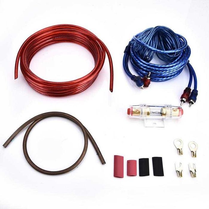 К-т Кабели + Бушон 60А За Усилвател Стъпало Музика за Кола с чинчове