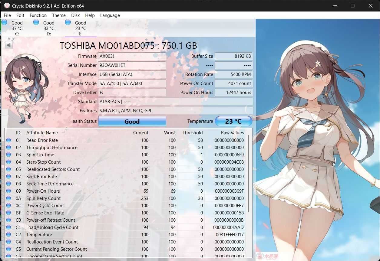 Vand hard disk laptop Toshiba 750 gb