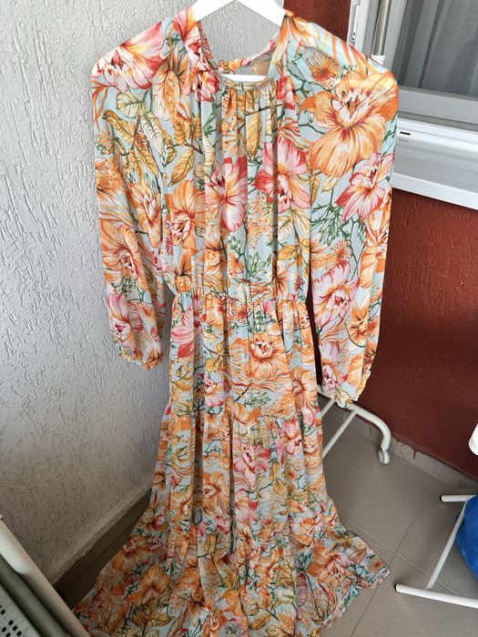 Rochie elegantă lungă, Poema, mărimea 38, material floral