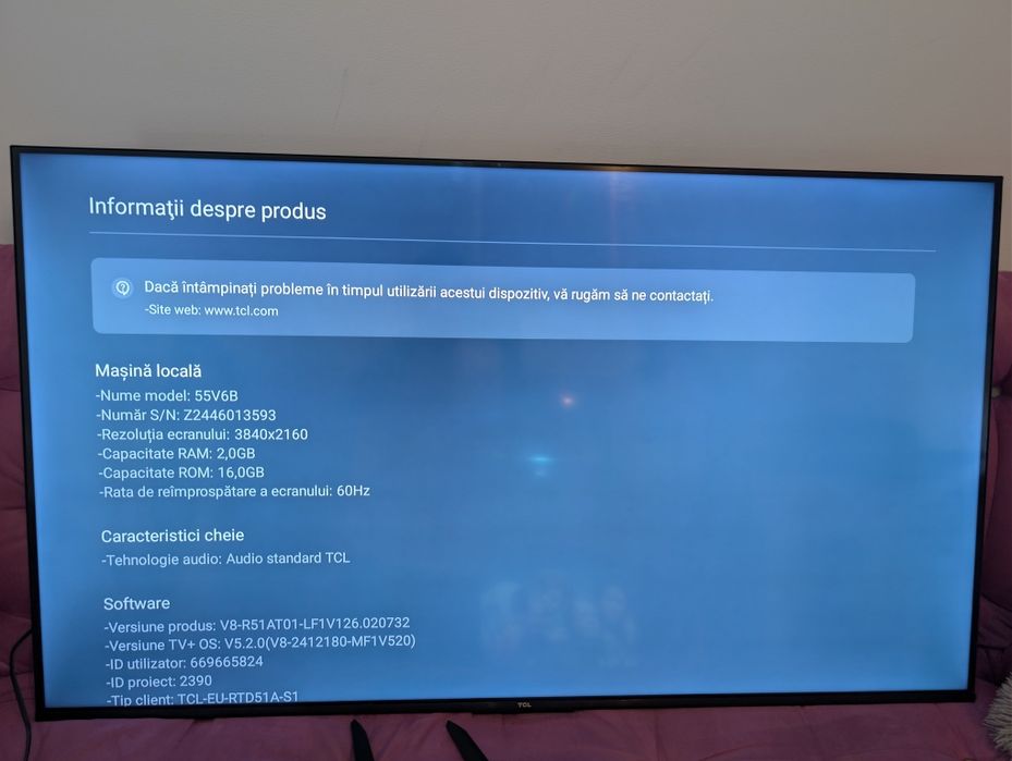 Google TV TCL 55P655 – 139 cm (55”), 4K, factura și garantie