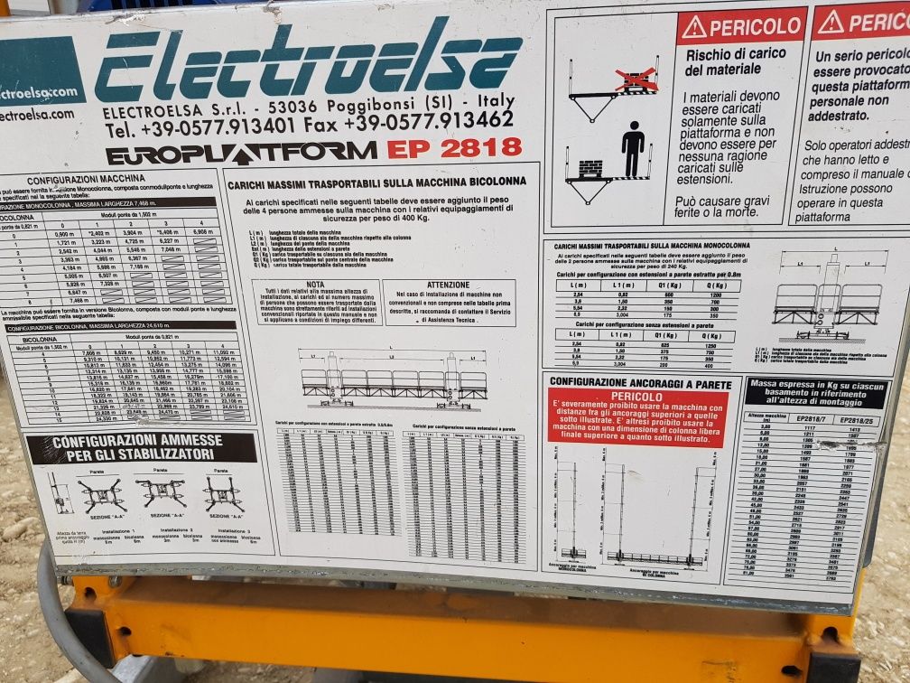 Platforma autoridicatoare 2 coloane schela motor lift marfa materiale