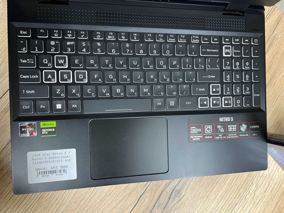 Ноутбук для игр Acer Nitro 5 /Ryzen 5-6600H/16GB/512GB/RTX3070Ti-8GB