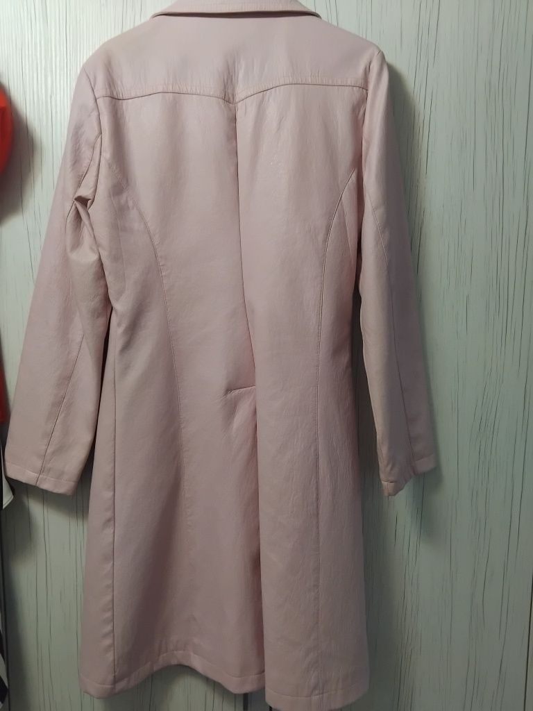 Trench piele eco, roz,deosebit