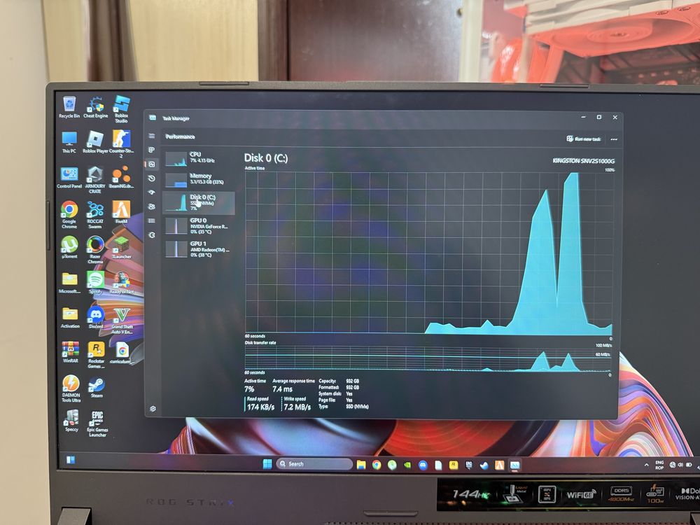 Vand/Schimb Laptop Gaming Strix R7 6800H 16GB DDR5 RTX 3050 M2 1TB