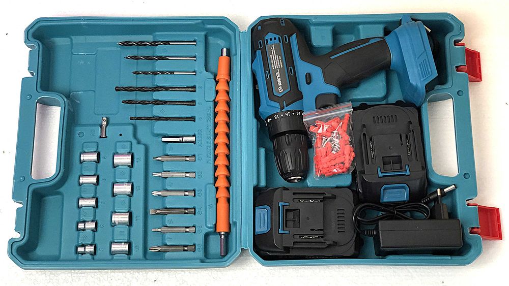 Bormasina cu acumulator 2x21V, set complet accesorii