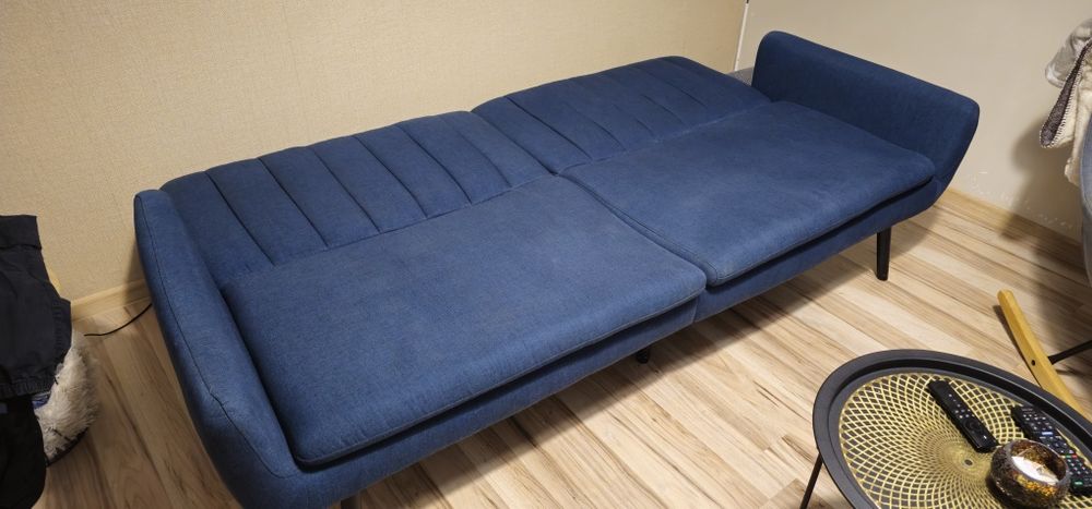 Разтегателен диван HARNDRUP тъмносин текстил