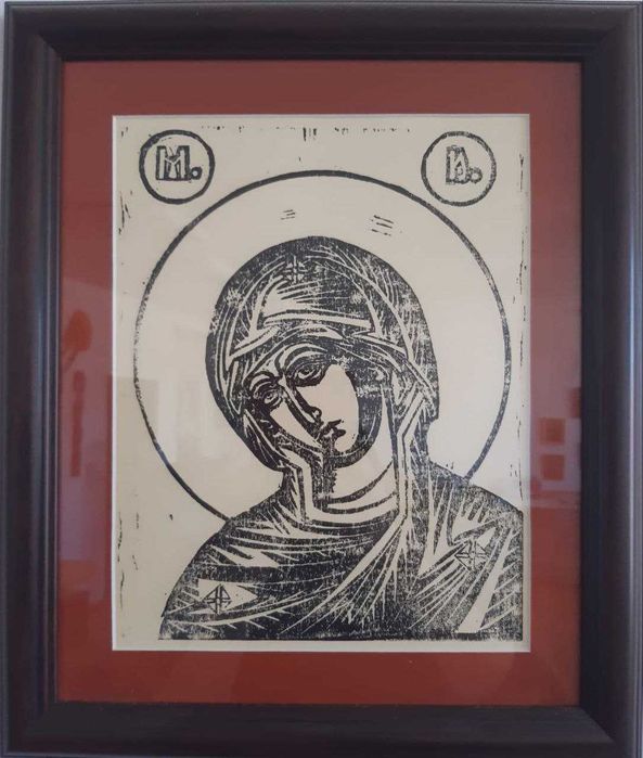 Icoana linogravura - Maica Domnului