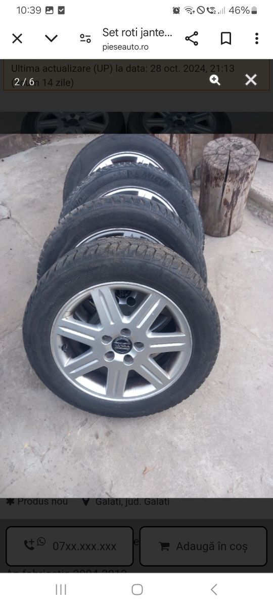 Set roti jante aliaj originale + rezerva bonus volvo s40, v50, c30