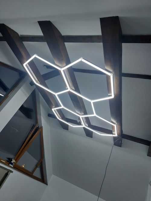 Led honeycomb 5 hexagoane- leduri frizerie, garaj, sala - Aluminiu