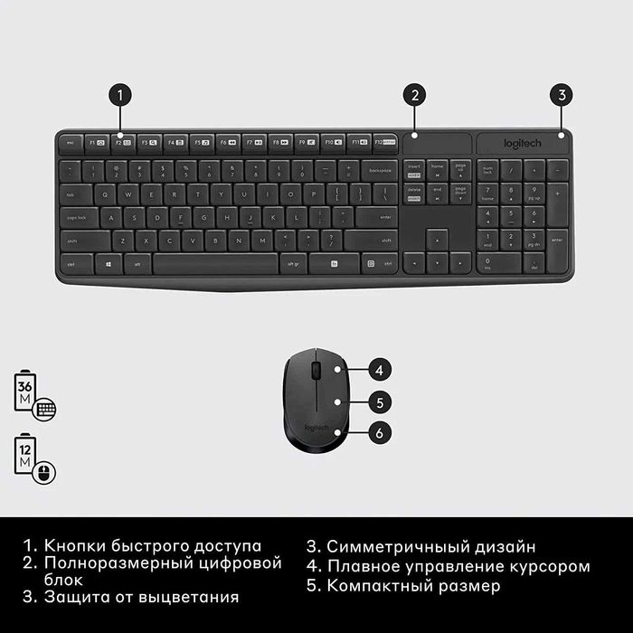 Фирменный водостойкий беспроводной комплект Logitech MK235 COMBO