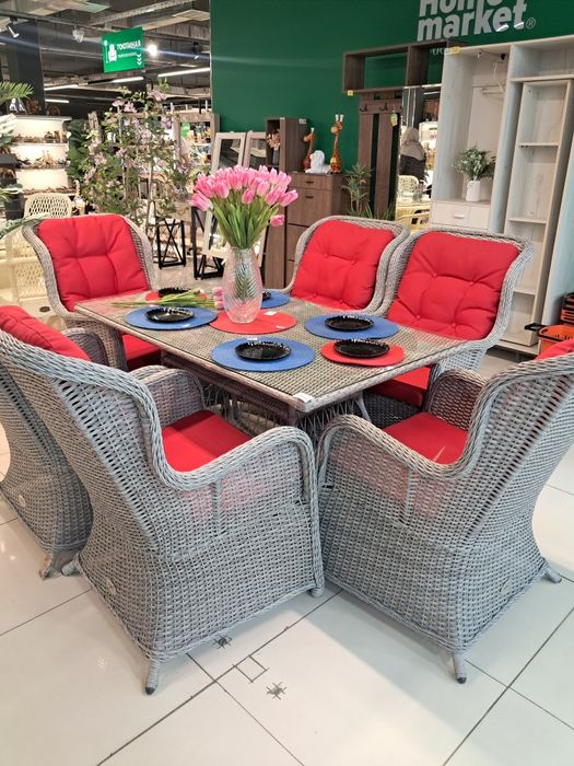 Плетёный стол и стулья  кресло стеклянной стол металлический журнальны