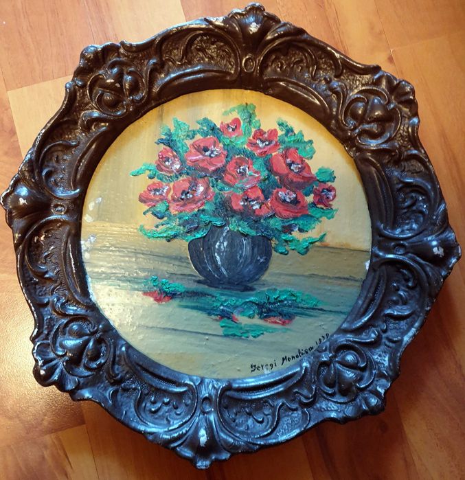 Vand tablou, glastra cu flori