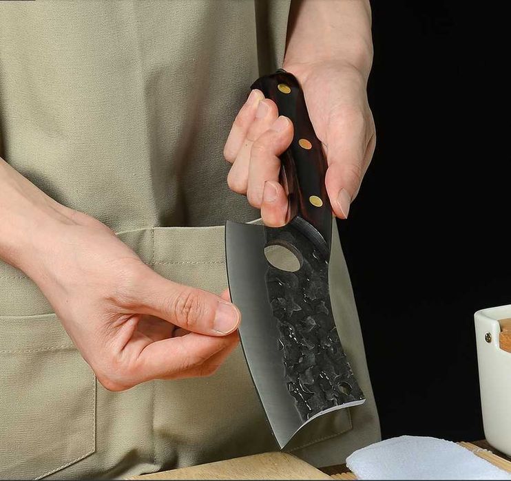 Cutit otel inoxidabil, forjare lama - stone wash, teaca piele