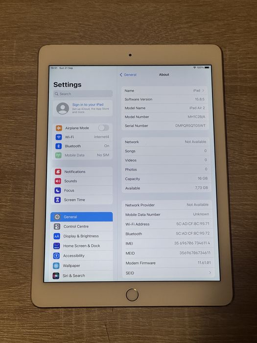 Tableta Apple iPad Air 2 WiFi  16Gb stocare CITESTE DESCRIEREA