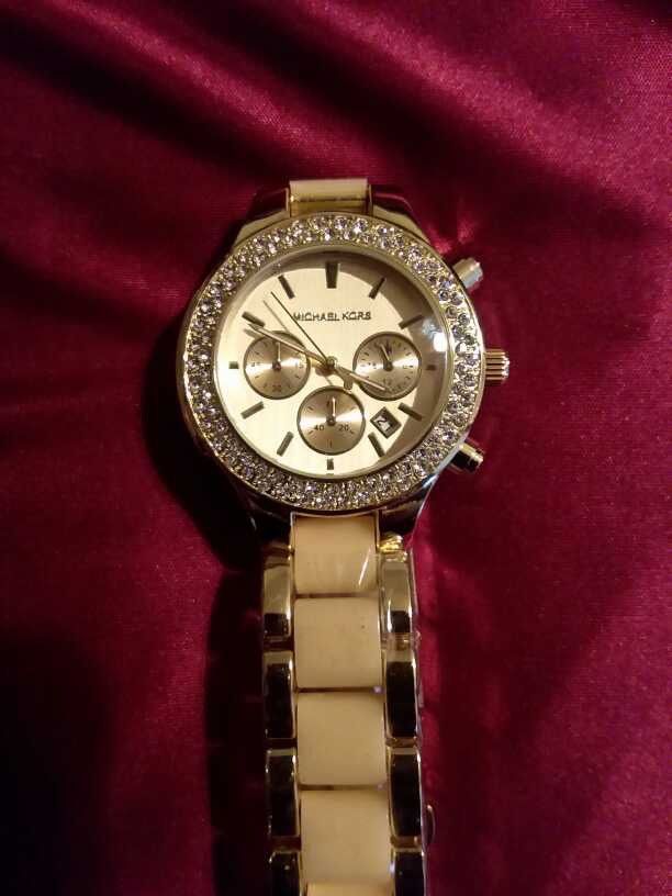 Ceas stil Michael Kors Parker Auriu Alb Maro Gold metalic