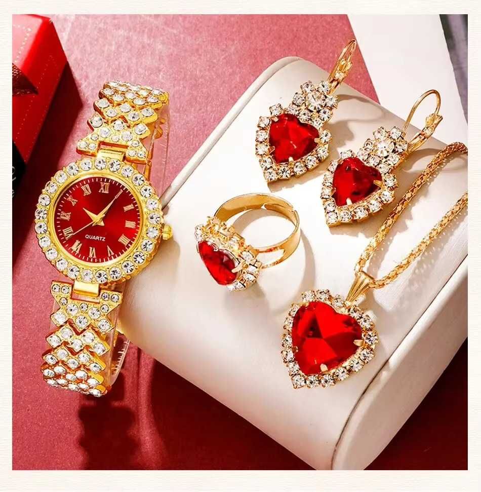 Set Bijuterii Accesorii Cadou Ceas Colier Cercei Inel