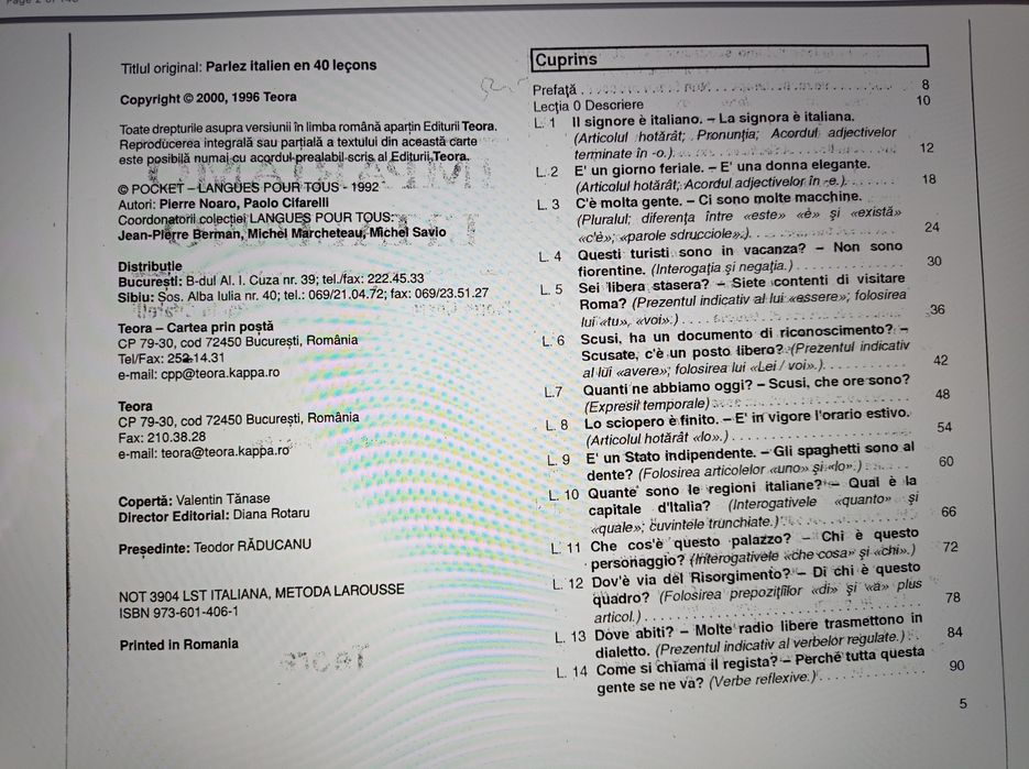 Curs Limba Italiana Teora Larousse
