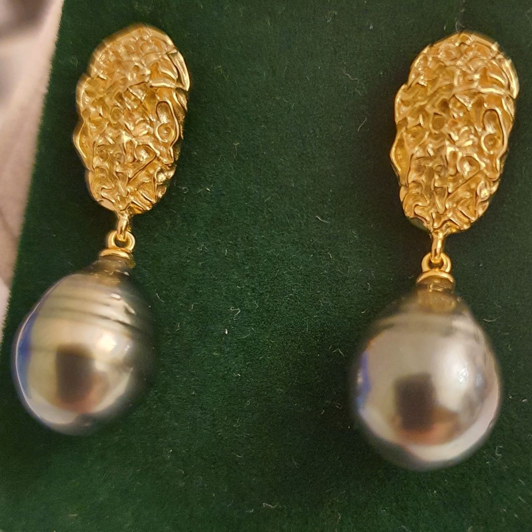 cercei argint 925 vermeil aur 18k cu perle naturale tahitiene