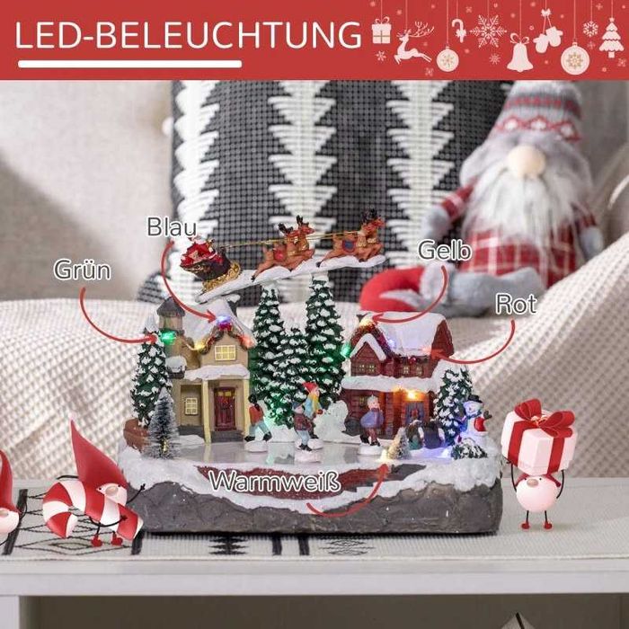Коледна украса HOMCOM, Коледно селце, 13 цветни светодиода