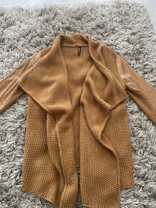 Cardigan cu insertii de piele