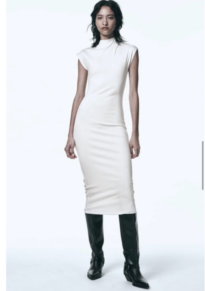 Бяла дълга рокля Zara