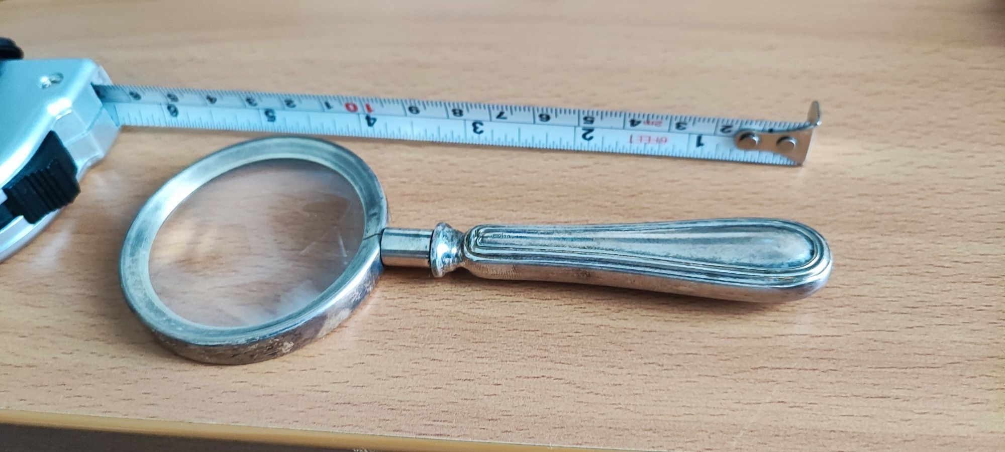 Lupă veche din argint 800 cca 15cm , paletă tort argint 1000 masiv