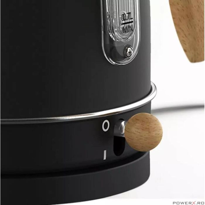 Ceainic, fierbator electric cu termometru, otel inoxidabil, negru cu