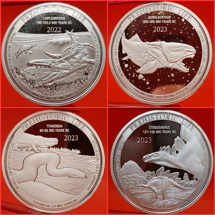 Congo Prehistoric Life Wildlife monede lingou argint 999