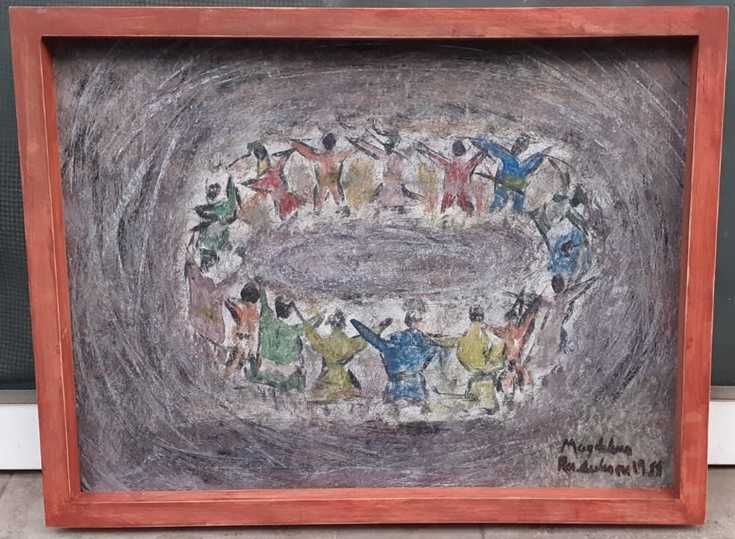 Tablou vechi - Hora - semnat Magdalena Radulescu 1989