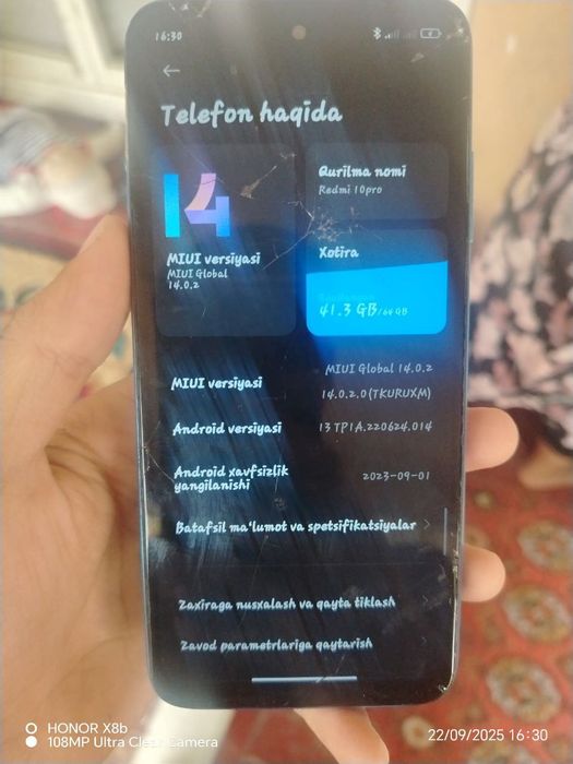 Redmi 10 2022 sensorida sibigʻi bor dogʻ chixigʻ tushmagan