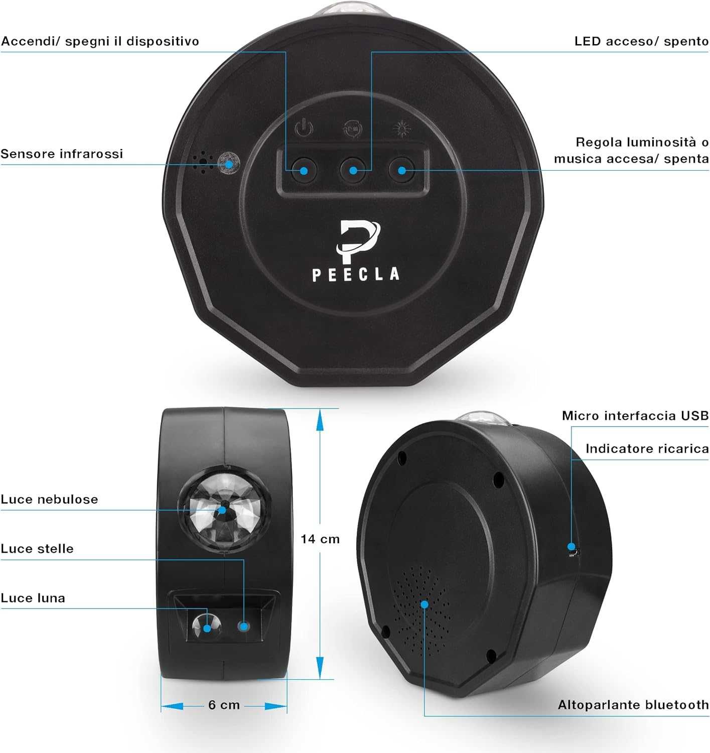 Проектор звездна галактика с Bluetooth високоговорител Peecla Galaxy
