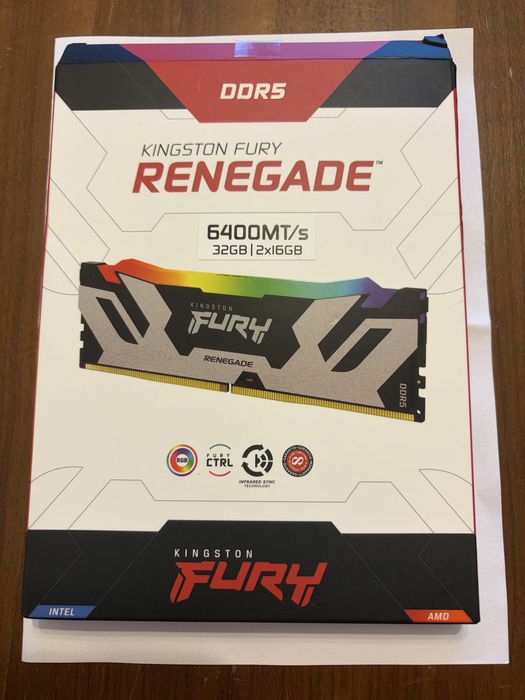 Memory Kingston Renegade Silver RGB 32GB(2x16GB), DDR5, 6400MHz, CL32