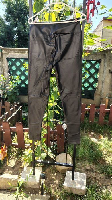 Colanti stretch XL, piele ecologica, negru, Lady Hurrem