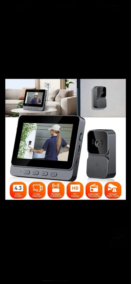 Videointerfon/Sonerie cu display/Camera FHD/Sigilat
