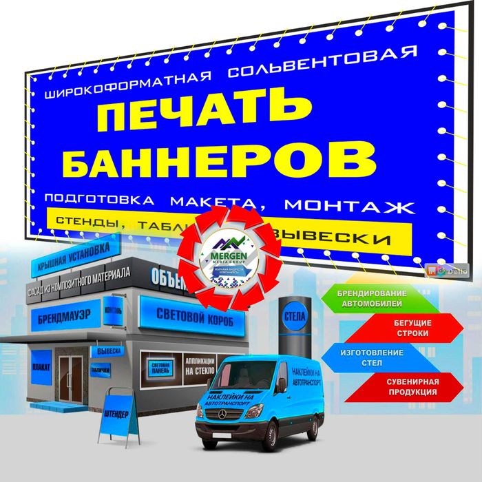 Баннер,Сетка,Холст, Широкоформатная Печать, Банер, Винил, Буква | 990т