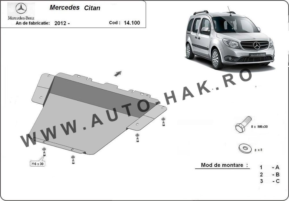 Scut motor metalic Mercedes Citan 2012 -2021